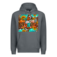 Rock pumpkin nurse with sunflower Premium Hoodie - AdoDesignShop
