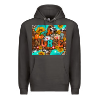 Smoke pumpkin nurse with sunflower Premium Hoodie - AdoDesignShop