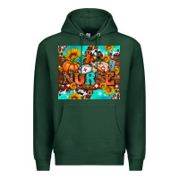 Sports Green pumpkin nurse with sunflower Premium Hoodie - AdoDesignShop