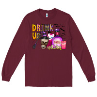 Burgundy drink up witches Long Sleeve Tee - CowhideDigitalArt