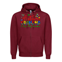 Burgundy autism grandma i love my grandson Zipper Hoodie - Artiststas