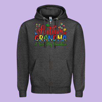 Autism Grandma I Love My Grandson Zipper Hoodie Designed By Artiststas