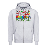 Heather Grey autism grandma i love my grandson Zipper Hoodie - Artiststas