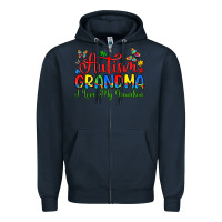 Navy autism grandma i love my grandson Zipper Hoodie - Artiststas