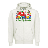 Oatmeal Heather autism grandma i love my grandson Zipper Hoodie - Artiststas