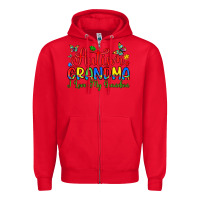 Red autism grandma i love my grandson Zipper Hoodie - Artiststas