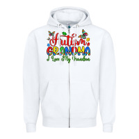 White autism grandma i love my grandson Zipper Hoodie - Artiststas