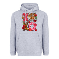 Heather Grey xoxo with tiger Heavyweight Hoodie - NancyCooperArtShop