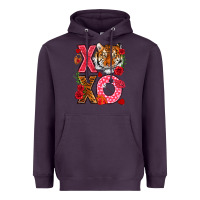 Plum xoxo with tiger Heavyweight Hoodie - NancyCooperArtShop