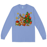 Colony Blue reindeer and christmas tree Long Sleeve Tee - AdoDesignShop