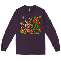 Plum reindeer and christmas tree Long Sleeve Tee - AdoDesignShop
