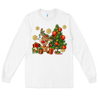 White reindeer and christmas tree Long Sleeve Tee - AdoDesignShop