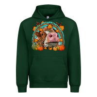 Forest Green Fall Cow Rainbow Urban Hoodie - LillyAllenDesigns
