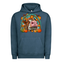 Pigment Midnight Navy Fall Cow Rainbow Urban Hoodie - LillyAllenDesigns