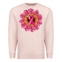 Pale Pink cancer ribbon sunflower Premium Sweatshirt - NancyCooperArtShop