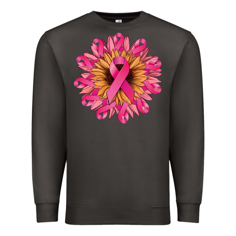 Cancer Ribbon Sunflower Premium Sweatshirt by NancyCooperArtShop | Teevron