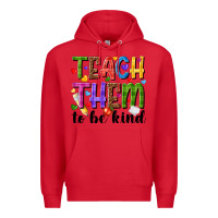 Red teach them to be kind Premium Hoodie - NancyCooperArtShop