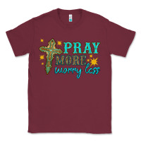 Burgundy pray more worry less Classic Tee - HRA Design Shop