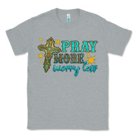 Heather Grey pray more worry less Classic Tee - HRA Design Shop