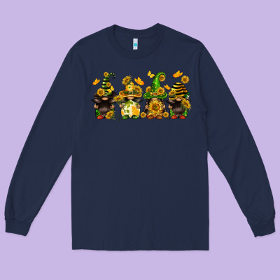 Sunflower Gnomies Long Sleeve Tee Designed By Fadigitalartstudio