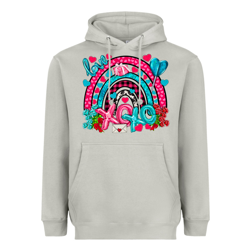 Xo Xo Rainbow Valentine Heavyweight Hoodie by NancyCooperArtShop | Teevron