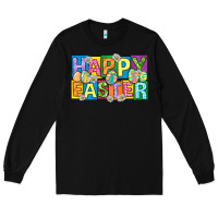 Black happy easter with eggs Long Sleeve Tee - Neo Western