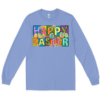 Colony Blue happy easter with eggs Long Sleeve Tee - Neo Western