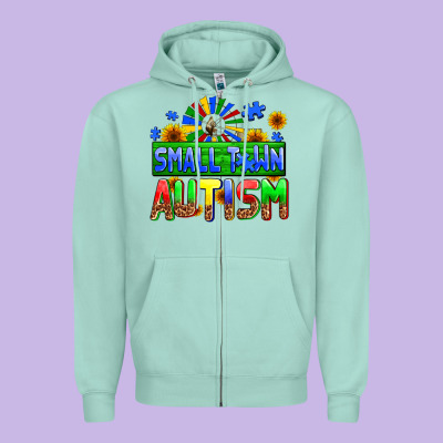 Small Town Autism Zipper Hoodie Designed By Adodesignshop