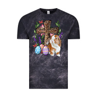 Cloud Black Easter bunny and floral cross Vintage Tee - RanaPortraitStore