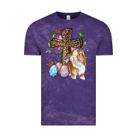 Cloud Purple Easter bunny and floral cross Vintage Tee - RanaPortraitStore