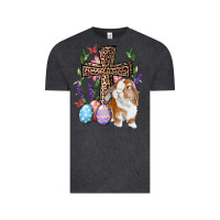 Vintage Black Easter bunny and floral cross Vintage Tee - RanaPortraitStore