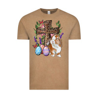 Vintage Coffee Easter bunny and floral cross Vintage Tee - RanaPortraitStore