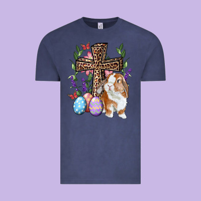 Vintage Tee Easter bunny and floral cross