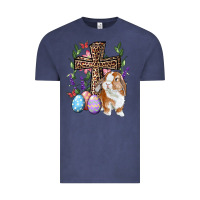 Vintage Denim Easter bunny and floral cross Vintage Tee - RanaPortraitStore