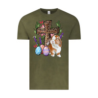 Vintage Olive Easter bunny and floral cross Vintage Tee - RanaPortraitStore