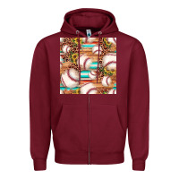 Burgundy baseball leopard sunflower seamless pattern Zipper Hoodie - JahusDesignShop