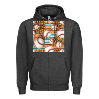 Charcoal Heather baseball leopard sunflower seamless pattern Zipper Hoodie - JahusDesignShop