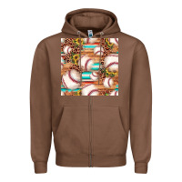 Chestnut baseball leopard sunflower seamless pattern Zipper Hoodie - JahusDesignShop