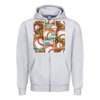 Heather Grey baseball leopard sunflower seamless pattern Zipper Hoodie - JahusDesignShop