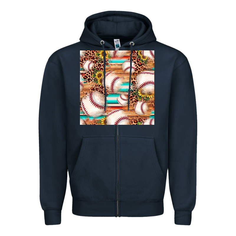 Baseball Leopard Sunflower Seamless Pattern Zipper Hoodie by JahusDesignShop | Teevron