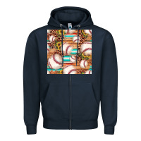 Navy baseball leopard sunflower seamless pattern Zipper Hoodie - JahusDesignShop