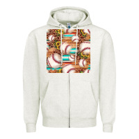 Oatmeal Heather baseball leopard sunflower seamless pattern Zipper Hoodie - JahusDesignShop