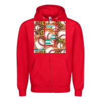 Red baseball leopard sunflower seamless pattern Zipper Hoodie - JahusDesignShop