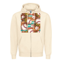 Sandshell baseball leopard sunflower seamless pattern Zipper Hoodie - JahusDesignShop