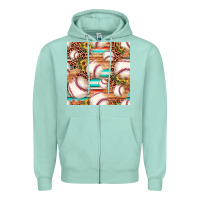 Seafoam baseball leopard sunflower seamless pattern Zipper Hoodie - JahusDesignShop