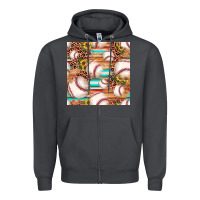 Smoke baseball leopard sunflower seamless pattern Zipper Hoodie - JahusDesignShop