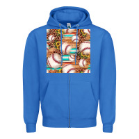 True Royal baseball leopard sunflower seamless pattern Zipper Hoodie - JahusDesignShop