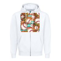 White baseball leopard sunflower seamless pattern Zipper Hoodie - JahusDesignShop