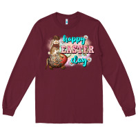 Burgundy Happy Easter Day rodeo Easter Day Long Sleeve Tee - CowGirlArtShop