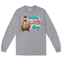 Heather Grey Happy Easter Day rodeo Easter Day Long Sleeve Tee - CowGirlArtShop